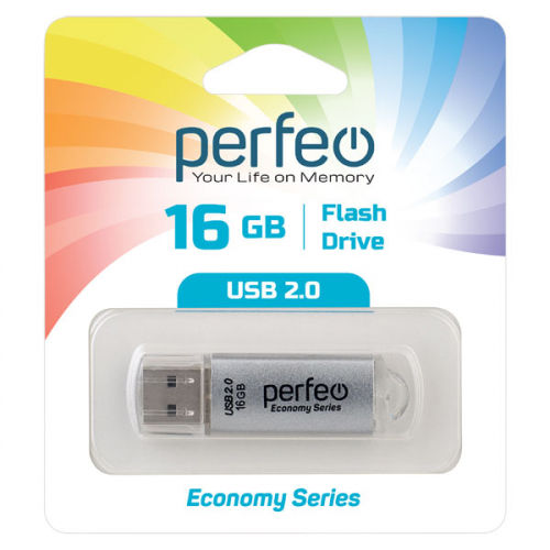 Флэш-диск USB Perfeo16 GB E01 silver