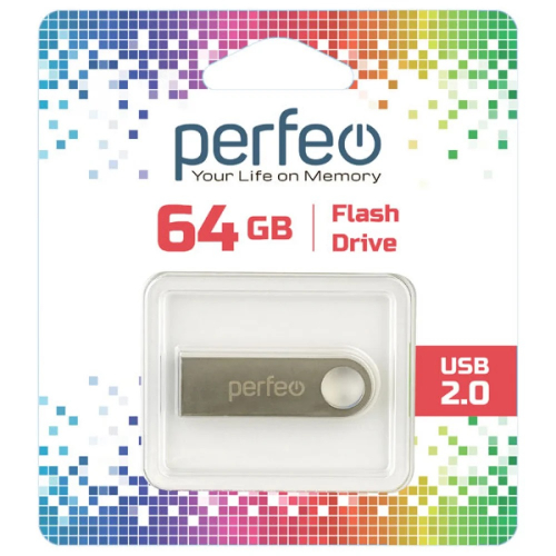 Флэш-диск USB Perfeo 64 GB M07 silver metal series