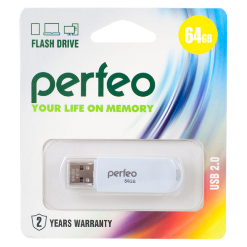 Флэш-диск USB Perfeo 64 GB C03 white