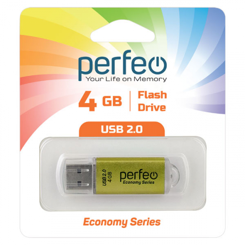 Флэш-диск USB Perfeo 4 GB E01 gold