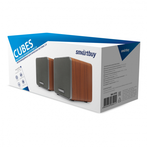 Колонки SmartBuy Cubes коричневые мощность 6Вт, USB, (SBA-4700)