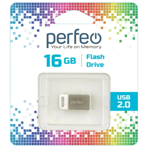 Флэш-диск USB Perfeo16 GB M05 silver metal series