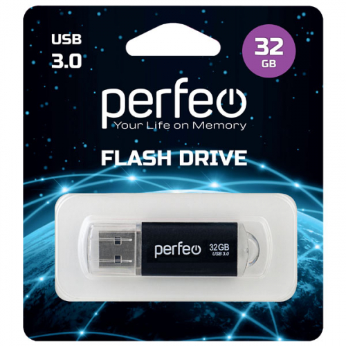 Флэш-диск USB Perfeo 32 GB C14 black metal USB 3.0