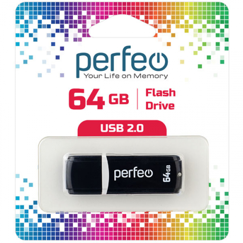 Флэш-диск USB Perfeo 64 GB C02 black