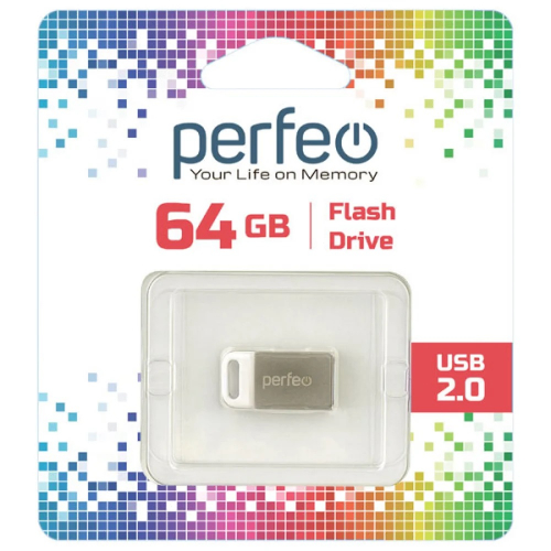 Флэш-диск USB Perfeo 64 GB M05 silver metal series