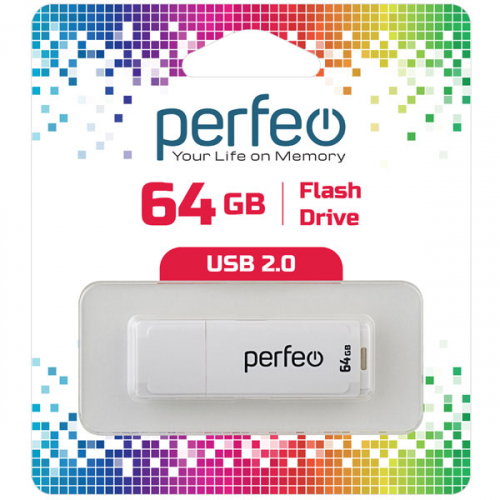 Флэш-диск USB Perfeo 64 GB C04 white