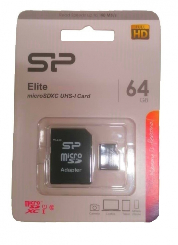 Карта памяти 064 GB Silicon Power UHS-1 (micro SD, class10) с SD-адаптером
