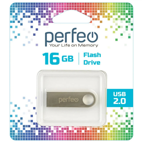 Флэш-диск USB Perfeo16 GB M07 silver metal series