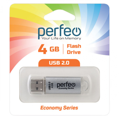 Флэш-диск USB Perfeo 4 GB E01 silver