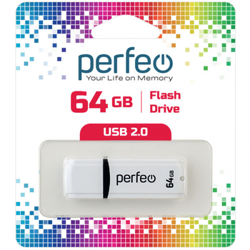 Флэш-диск USB Perfeo 64 GB C02 white