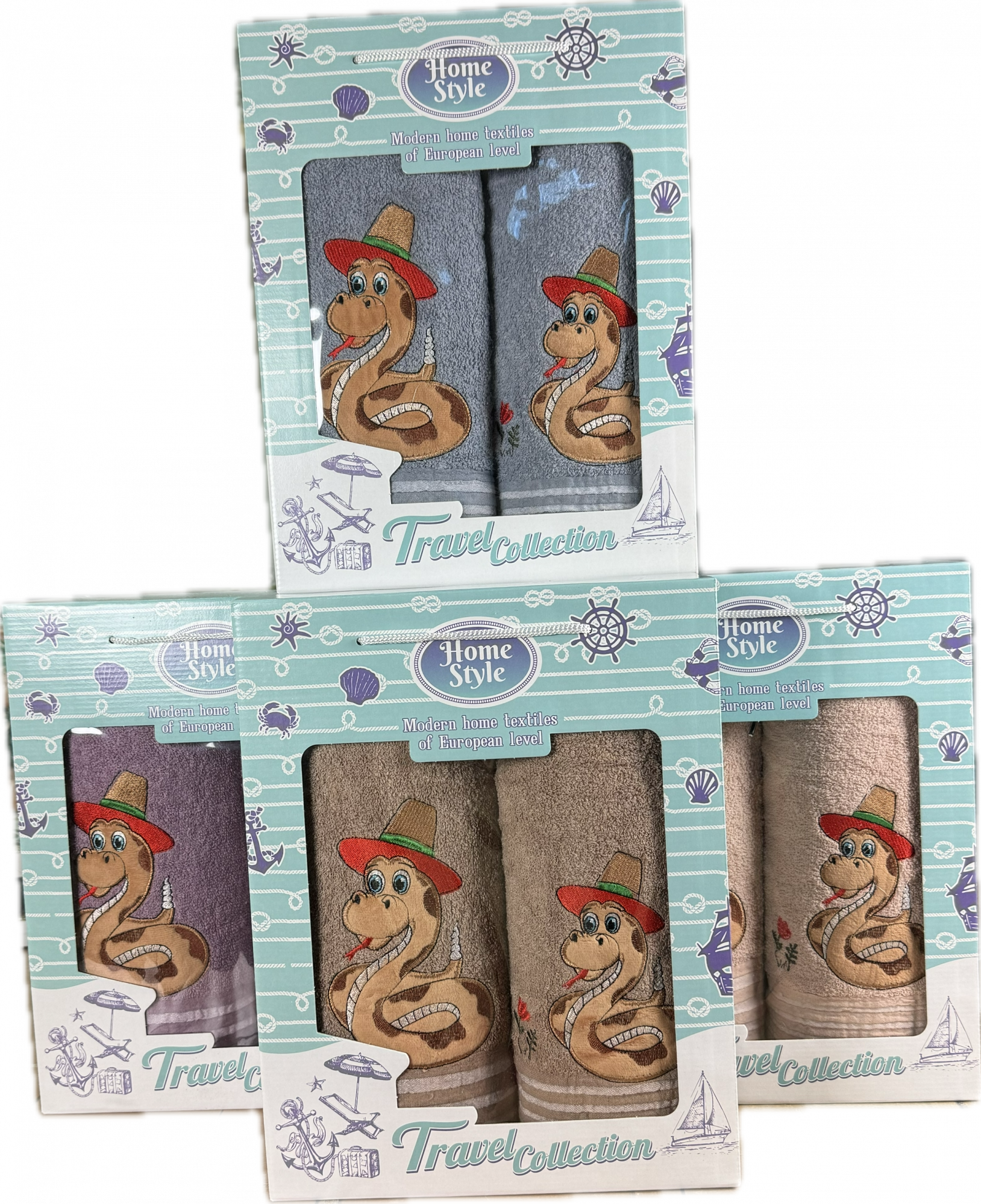 Набор махровых полотенец 682 ЗМЕЙКА В ШЛЯПЕ 2 пр р-р 70х140 и 50х90