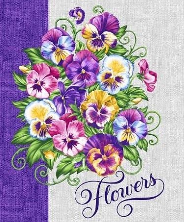 Полотенце рогожка 35052 - 1 ВИОЛА - flowers р-р 50х60