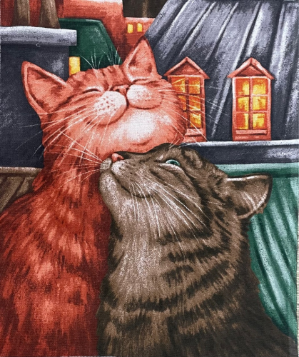 Полотенце рогожка 29173 - 1 КОТИКИ - два котика р-р 50х60