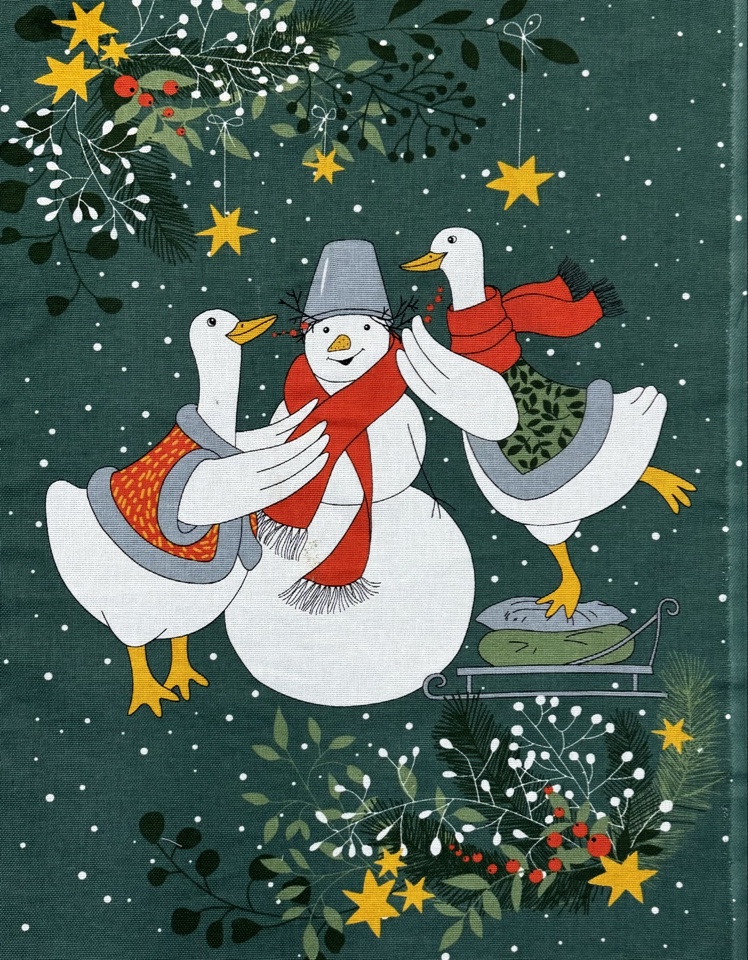 Полотенце рогожка ПОЧУДИМ - гуси со снеговиком р-р 50х60