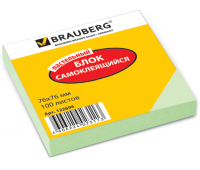 Блок самоклеящийся BRAUBERG 76*76 мм 100л., зеленый, 122696