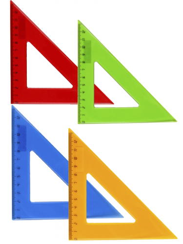 Треугольник ЦВЕТНОЕ ПРОЗРАЧНОЕ АССОРТИ (Л-6203) 12 см. 45гр.