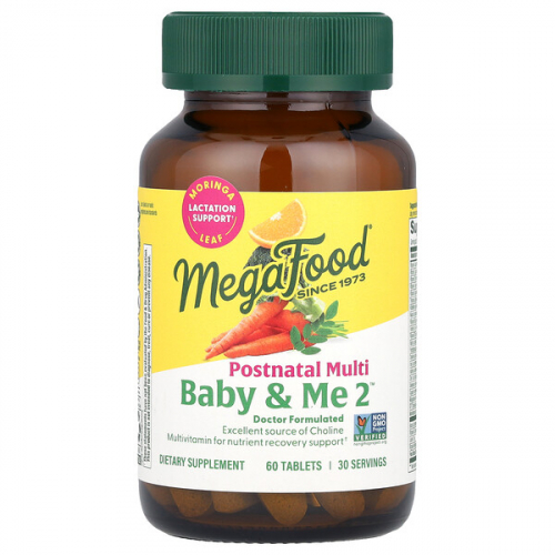 MegaFood, Baby & Me 2, мультивитамины для послеродового периода, таблетки