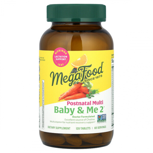 MegaFood, Baby & Me 2, мультивитамины для послеродового периода, таблетки