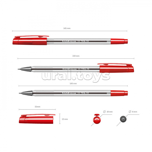 Ручка шариковая ULTRA-10, цвет чернил красный