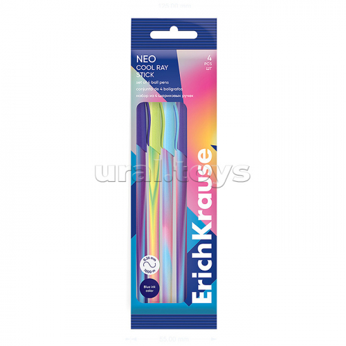 Набор из 4 ручек шариковых Neo® Stick Cool Ray 0.7, Super Glide Technology, цвет чернил