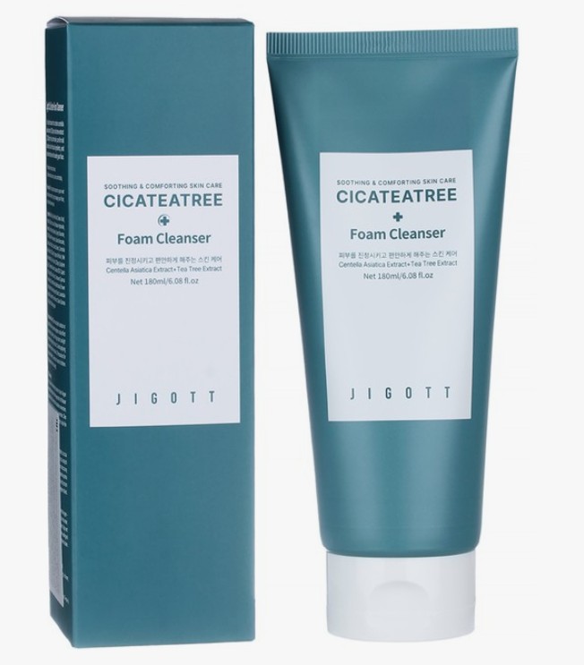 JIGOTT Cicateatree Foam Cleanser Успокаивающая пенка для умывания с экстрактами центеллы азиатской и чайного дерева 180мл