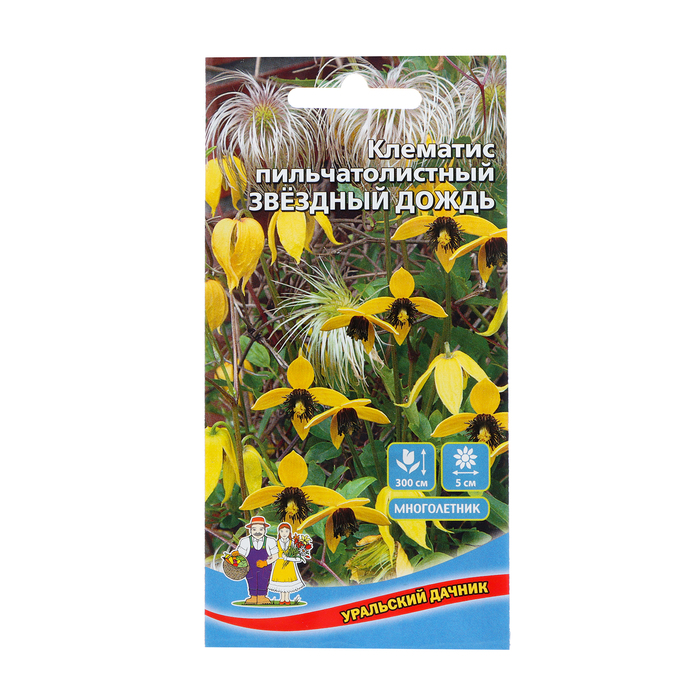 Семена Цветов Клематис пильчатолистный «Звездный дождь»,12 шт., «Уральский Дачник»
