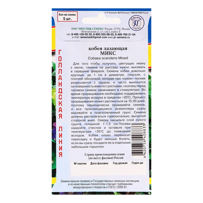 Семена цветов Кобея лазающая