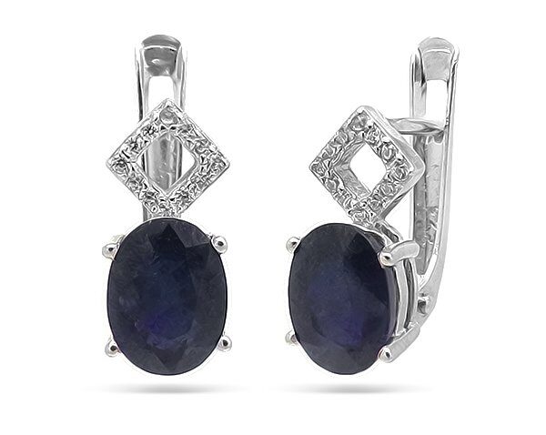 Серьги из серебра сапфир корунд, SL-RIC75