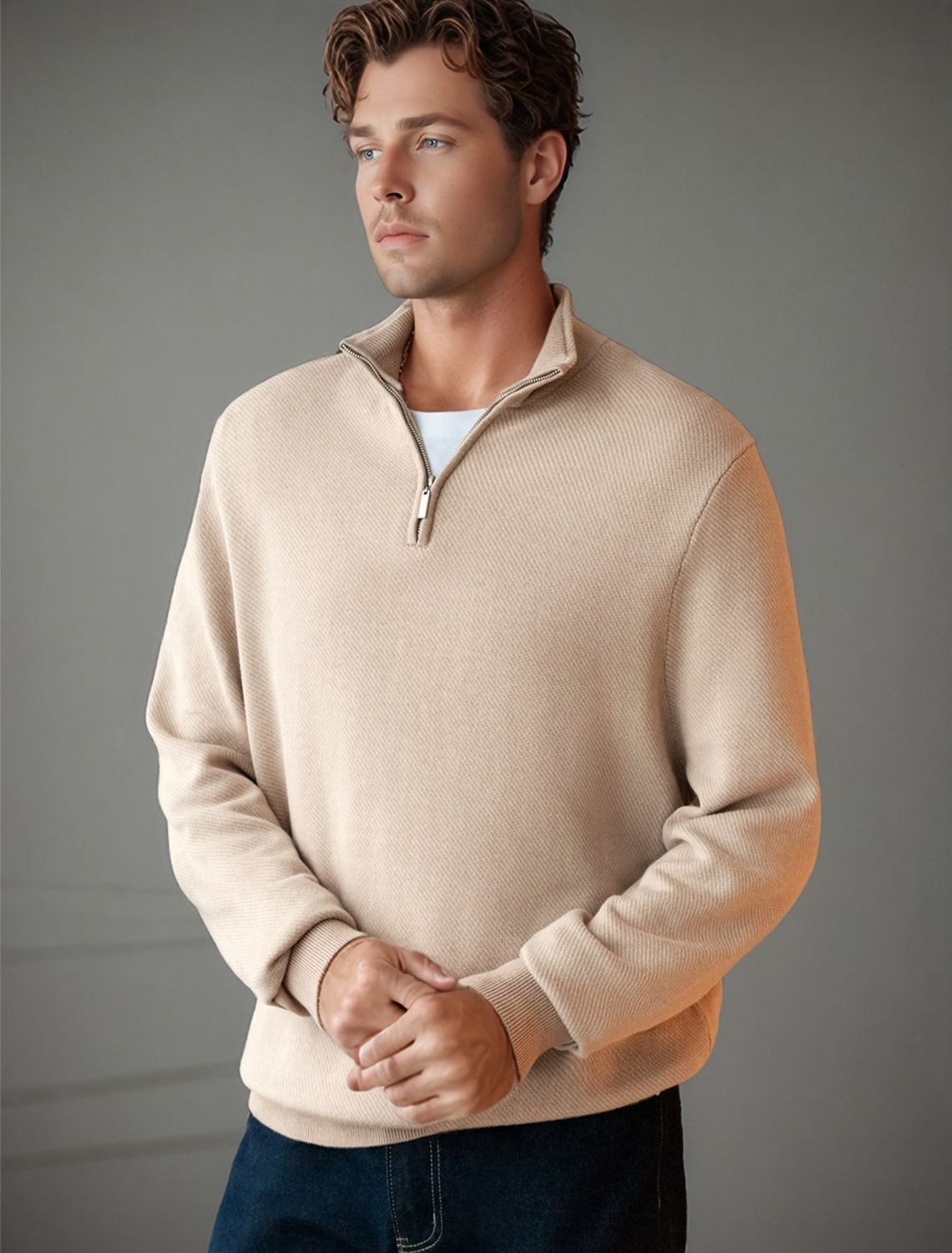 Джемпер жаккардовой вязки из пряжи двух оттенков