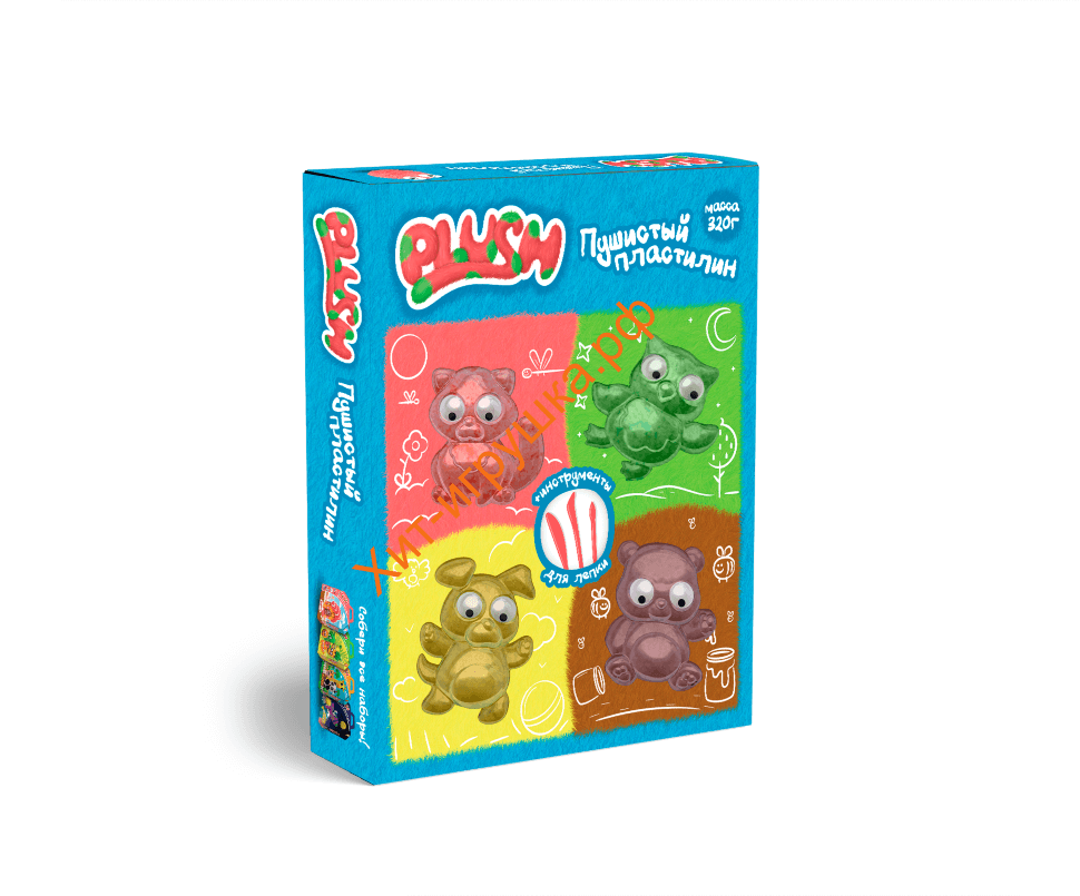 Пушистый пластилин PLUSH набор с глазками PL02201814, PL02201814