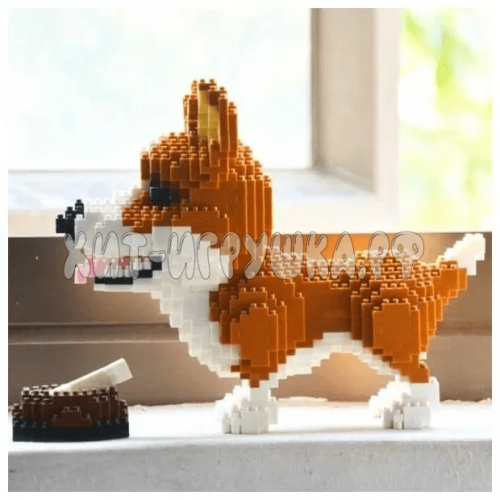 Конструктор 3D из миниблоков Собачка Корги 1380 дет. 16043, 16043