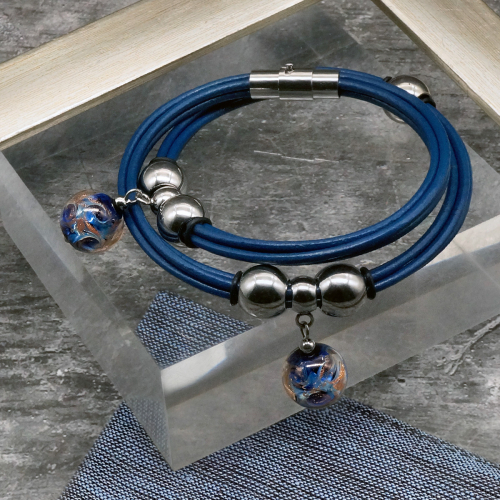 Браслет из муранского стекла BLUE NIGHT R1633