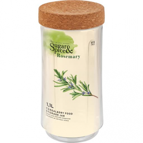 Банка для сыпучих продуктов Rosemary 1,1л с пробковой крышкой Sugar&Spice