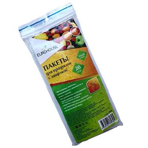 Пакеты для заморозки и хранения продуктов с защелкой 15х20см, 41мкм,20шт