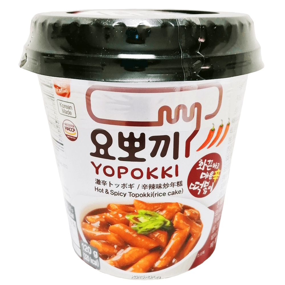 Токпокки с остро-пряным вкусом (стакан) Hot and Spicy Yopokki, Корея, 120 г Акция