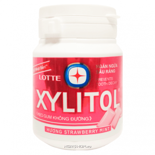 Жевательная резинка со вкусом мяты и клубники Xylitol Lotte, Вьетнам, 58 г Акция