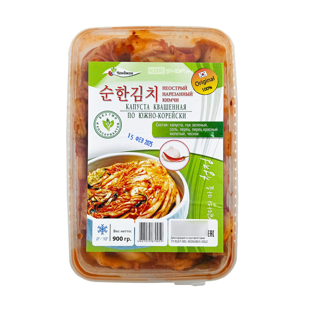Кимчи - пекинская капуста, квашенная по-южнокорейски (неострая) Чонджон, 900 г Акция