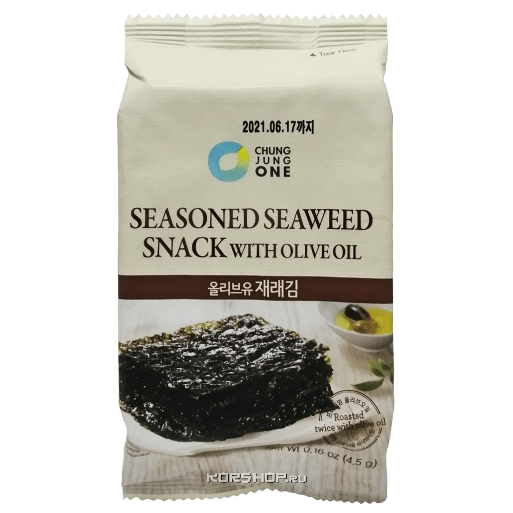 Сушеная обжаренная морская капуста с оливковым маслом Daesang, Корея, 4,5 г