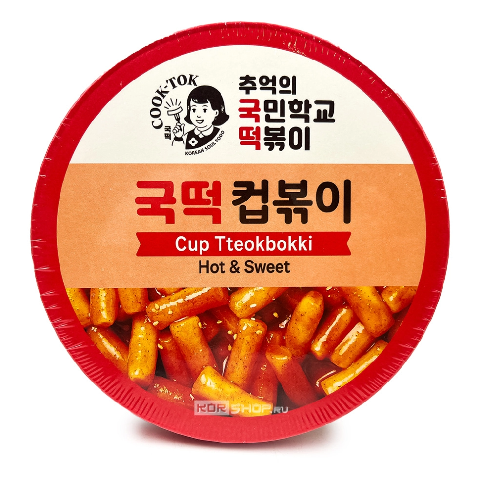 Рисовые палочки Токпокки с остро-сладким соусом (стакан) Instant Cup Tteokbokki Original (Hot & Sweet) Cook-Tok, Корея, 135 г Акция
