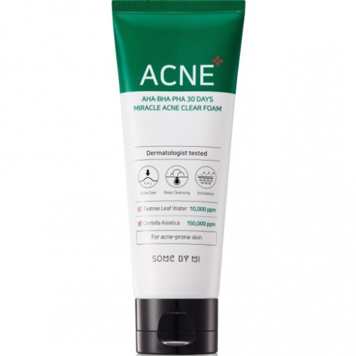 Очищающая пенка для умывания с кислотами SOME BY MI AHA·BHA·PHA 30 DAYS MIRACLE ACNE CLEAR FOAM 50мл