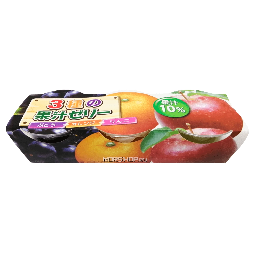 Желе с натуральными фруктами Ассорти (виноград, апельсин, яблоко) Sun Star, Япония, 285 г Акция