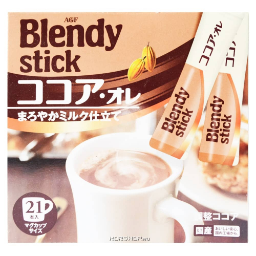 Молочное какао с сахаром Blendy Stick AGF, Япония (10,3 г х 20 шт.) Акция