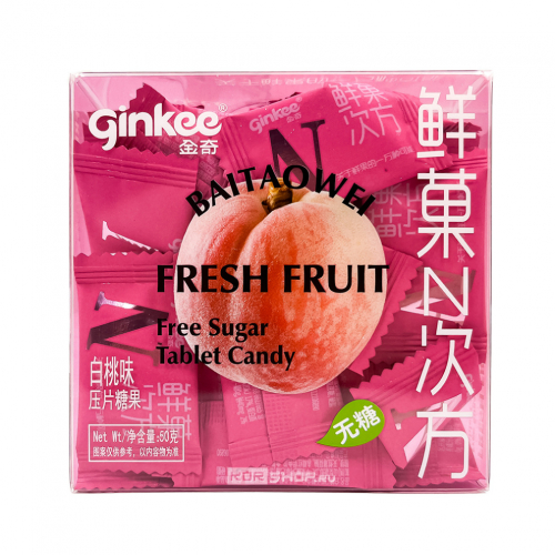 Леденцы (фростиксы) освежающие без сахара со вкусом персика Fresh Fruit Ginkee, Китай, 50 г Акция