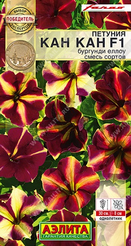 Цветы Петуния Кан кан F1, Бургунди еллоу, смесь 5 шт ц/п Аэлита