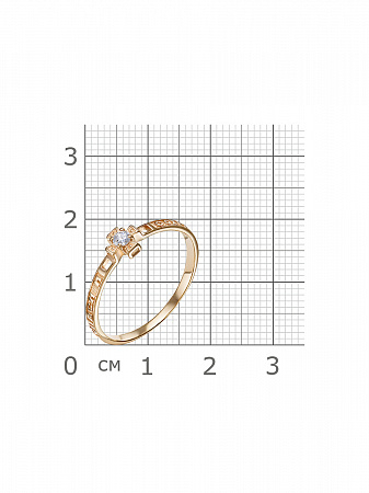 40-0774 Кольцо с фианитом позолоченное серебро 925*