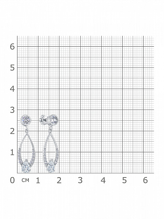 12-2086 Серьги с фианитом родированные серебро 925*