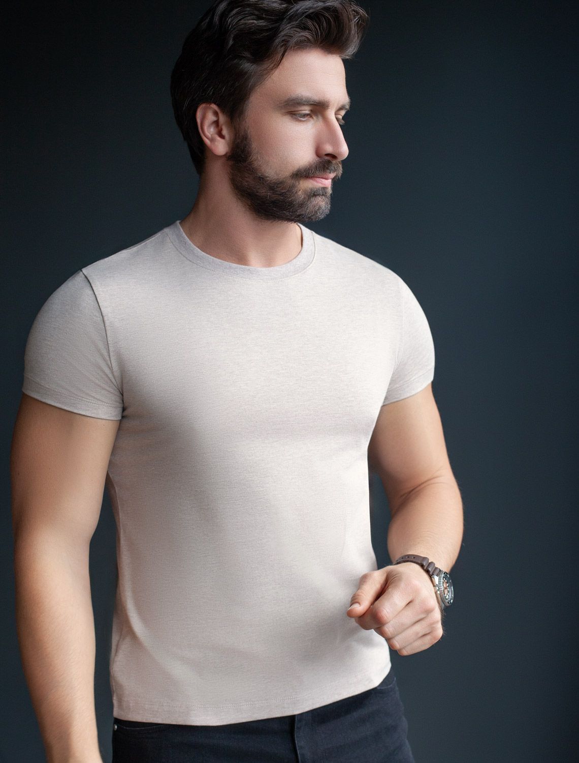 Футболка slim fit из премиального хлопка с эффектом меланж