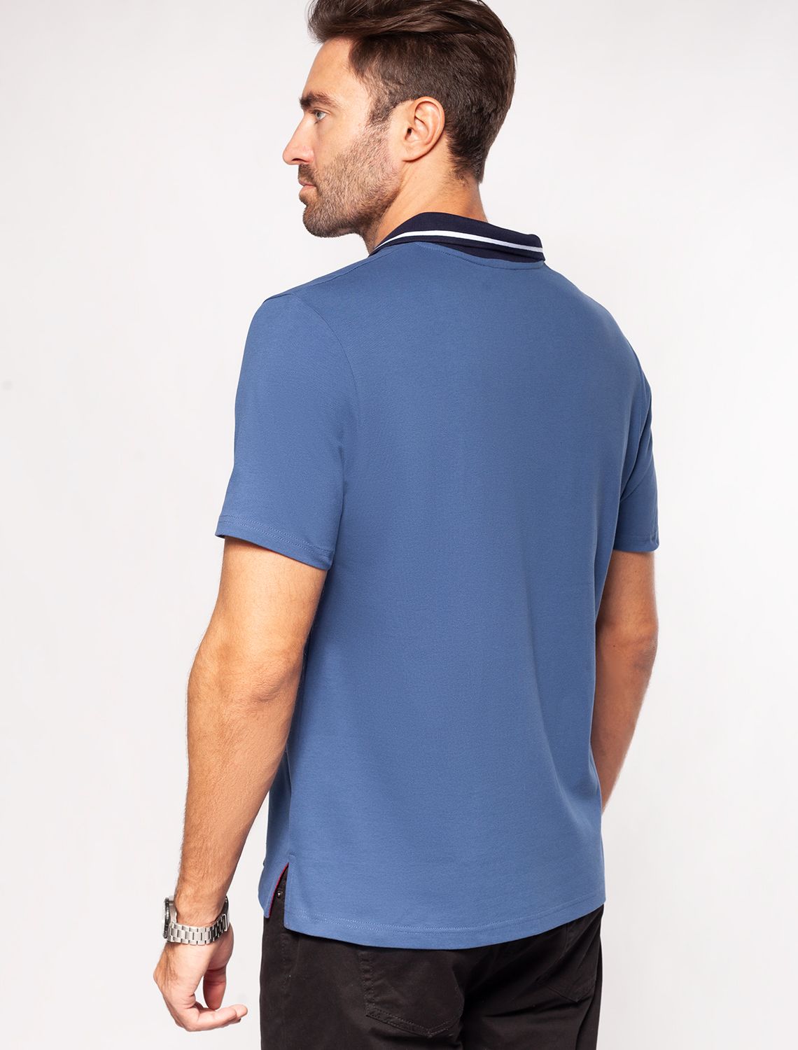 Футболка-поло из трикотажа пике с эластаном