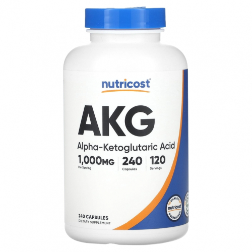 Nutricost, AKG (альфа-кетоглутаровая кислота), 1000 мг, 240 капсул (500 мг в 1 капсуле)