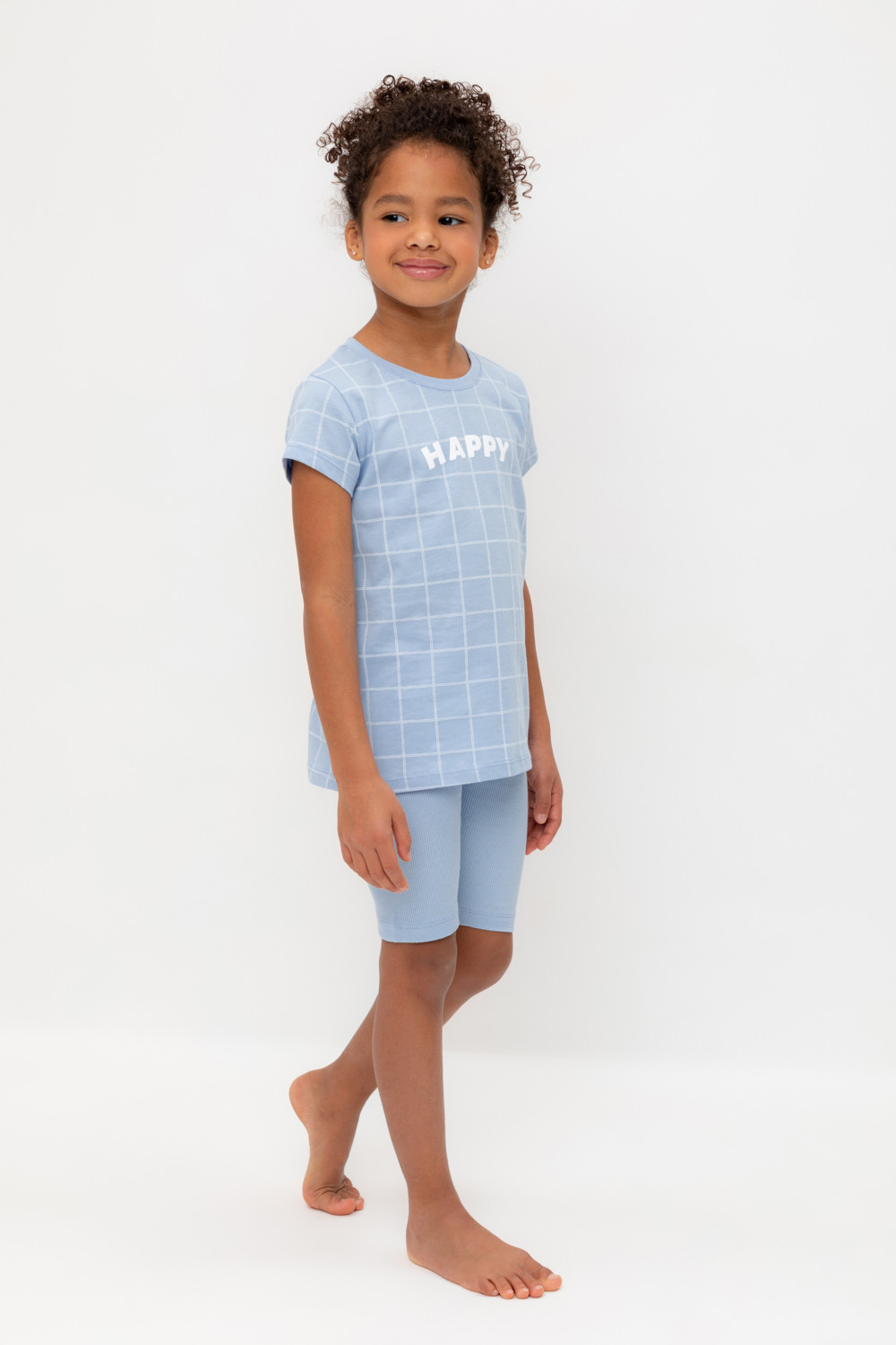 Crockid Пижама К 1643 небесно-голубой, двойная клетка Crockid